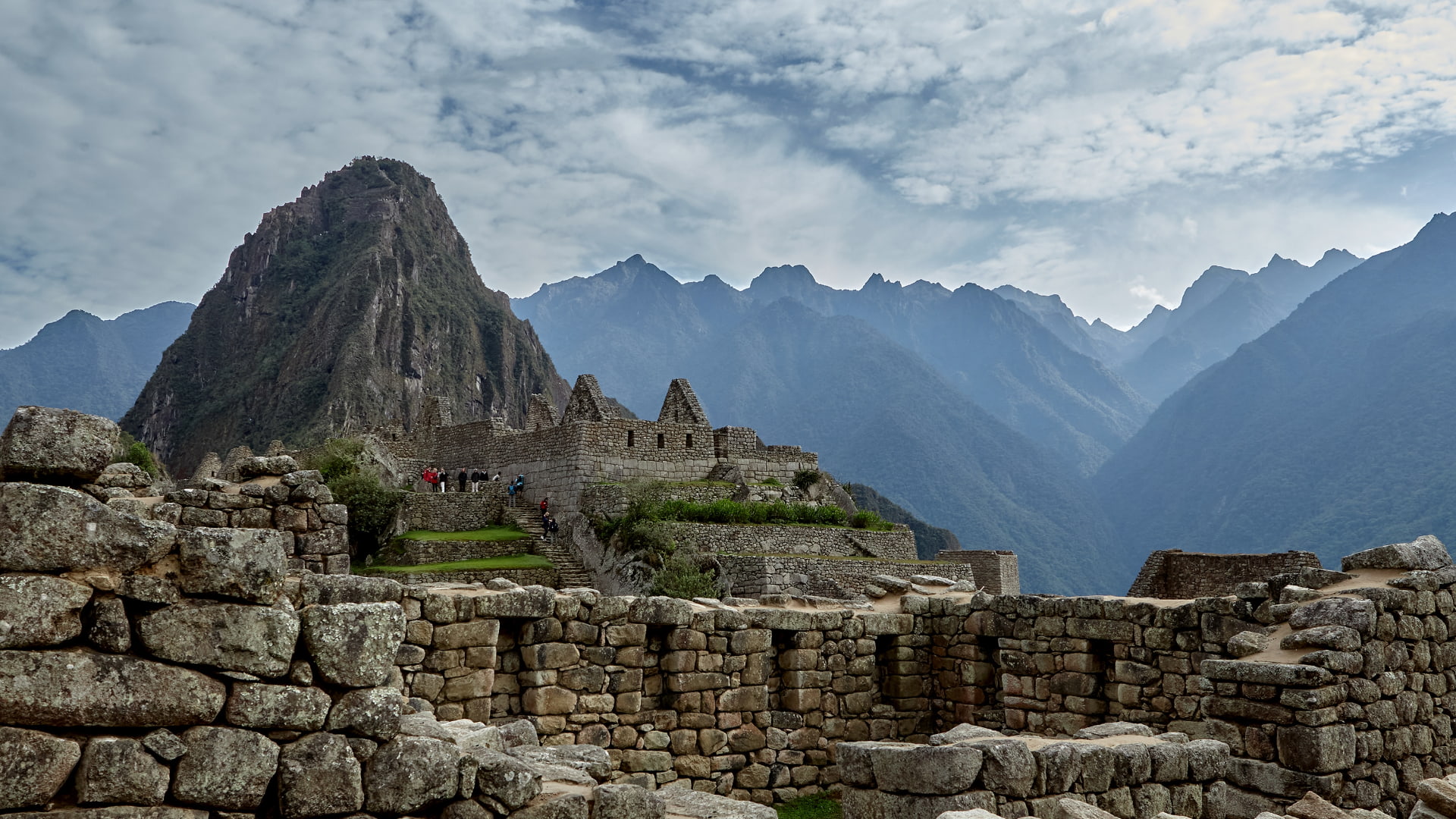 Panoramic view of the stone ruins of Machu Picchu citadel with Huayna Picchu mountain in background on a 1 Day Luxury Tour to Machu Picchu - Aremika Travel